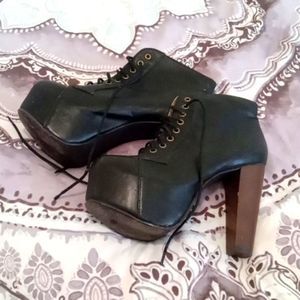 Black chunky heel stilettos